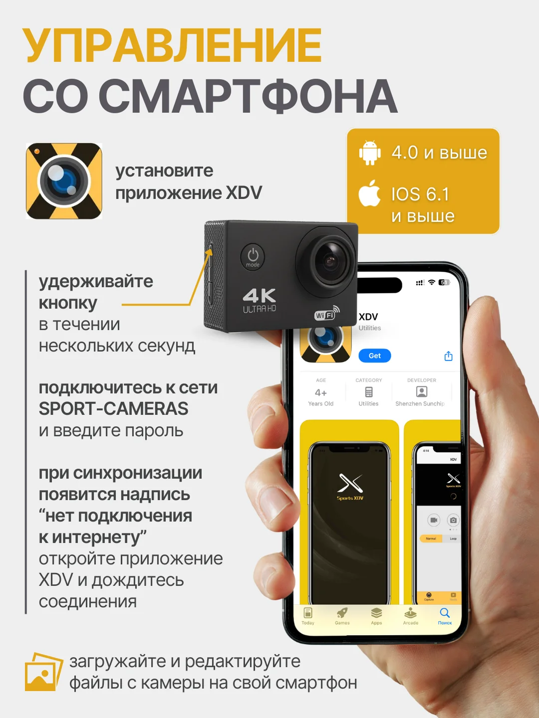 Экшн камера 4k водонепроницаемая / Экшен камера Easy