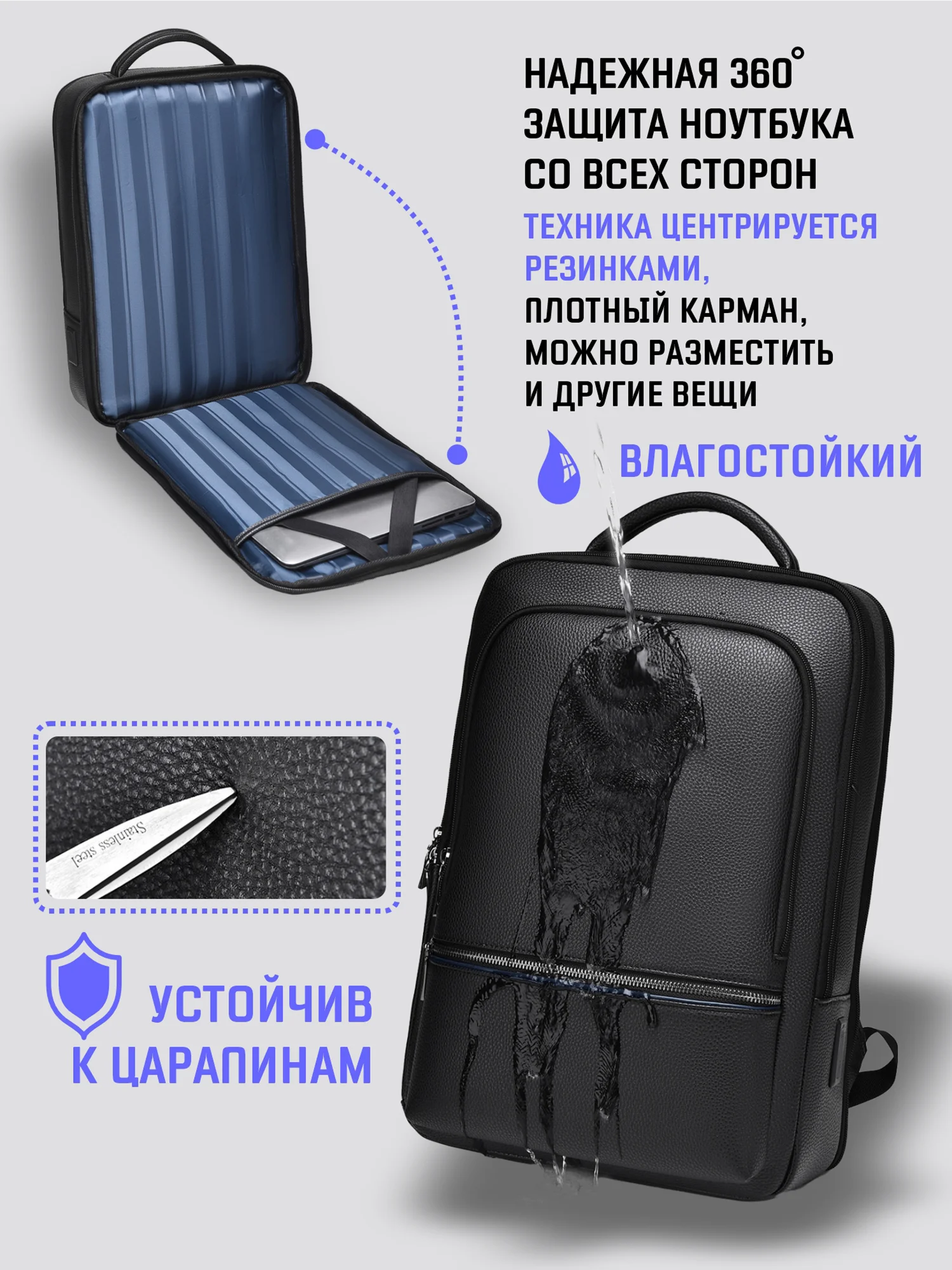 Рюкзак городской кожаный для ноутбука