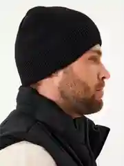 Шапка бини вязаная на флисе, шерстяная, унисекс