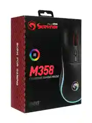 Черный игровая мышка проводная Marvo M358, 4 кнопки, оптическая, RGB, 12800 dpi, USB, 1.6 м