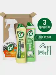 Набор для уборки кухни Cif: крем, спрей и гель для мытья посуды, 3x500 мл