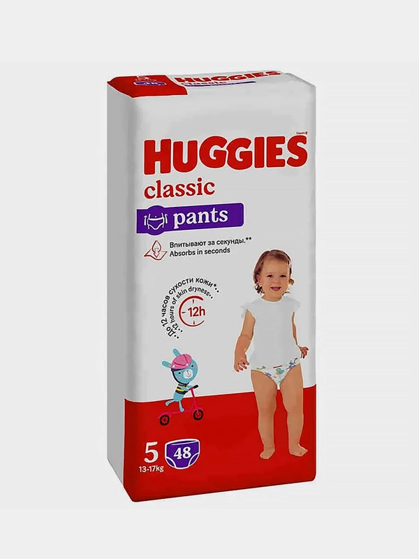 Подгузники трусики Huggies Classic, 13-17 кг, 5 размер, 48 штук