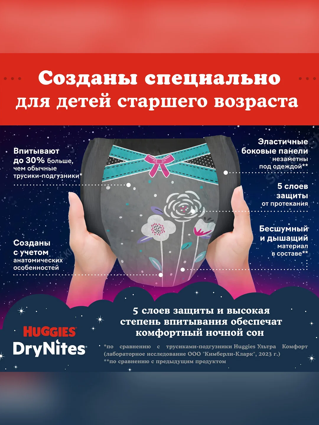 Подгузники трусики Huggies Drynites для девочек, 8-15 лет, 9шт