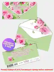Коралловый конверт-открытка для денег подарочный С днем рождения! С юбилеем! Поздравляем! !