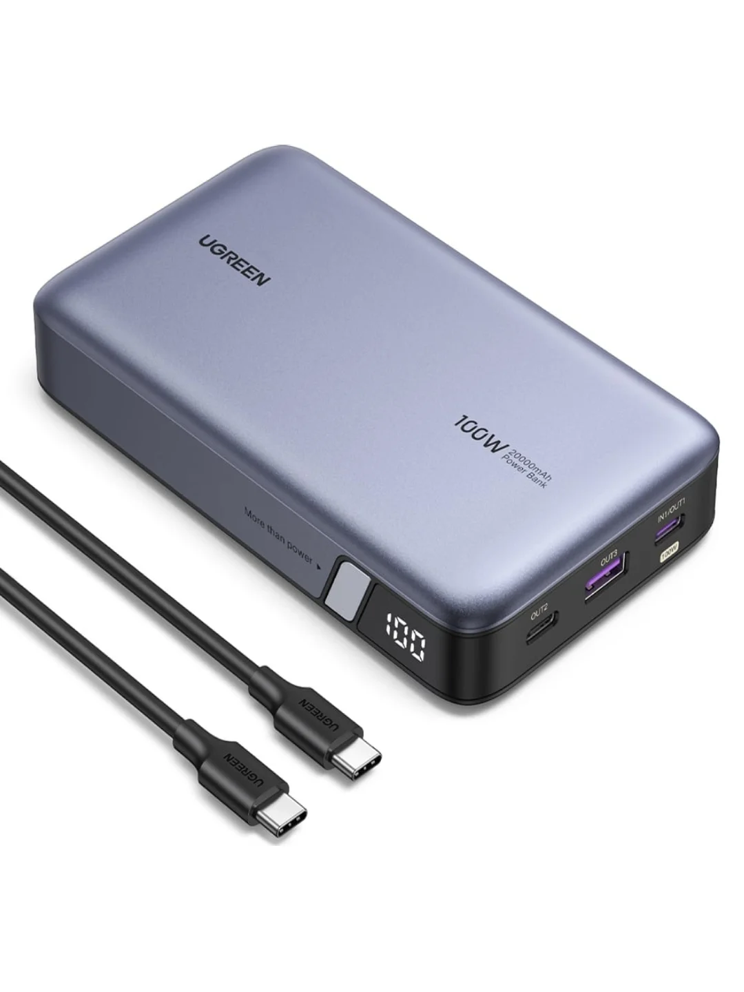 Внешний аккумулятор Ugreen PB720 (25188)  PD 100W Power Bank 20000mAh - Gray