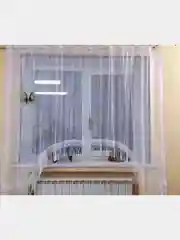 Белый тюль арка на кухню с бахрамой