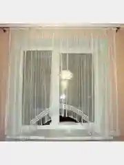 Кремовый тюль арка на кухню с бахрамой