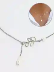 Колье "Жемчужная капля и лист"