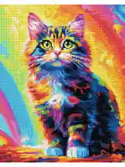 "Радужный кот" алмазная мозаика на подрамнике, 40 х 50, "Art on Canvas"