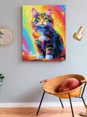 "Радужный кот" алмазная мозаика на подрамнике, 40 х 50, "Art on Canvas"