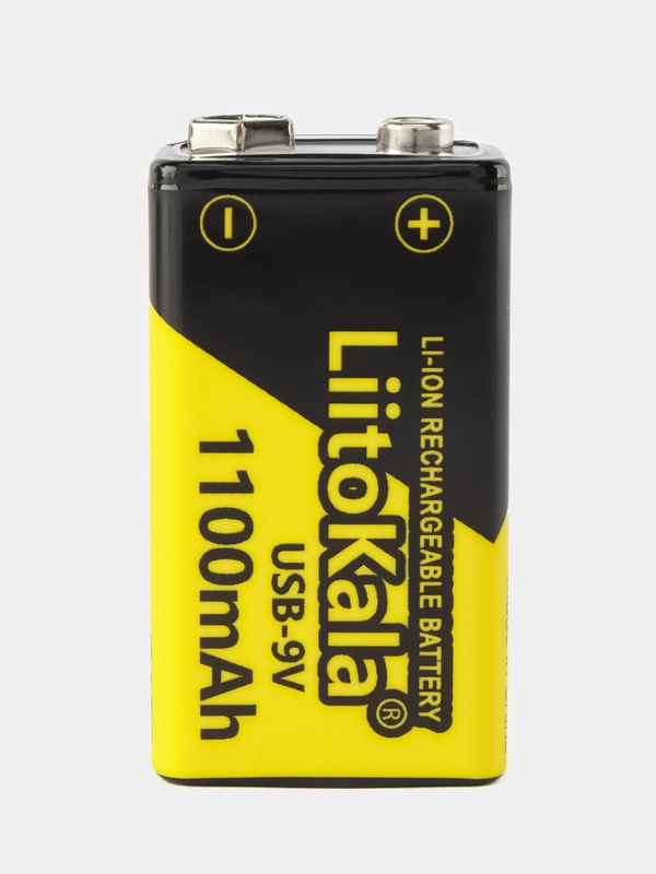 Аккумулятор Li-ion крона, зарядка от Type-C кабеля, Liitokala USB-9V 1100mAh 6F22