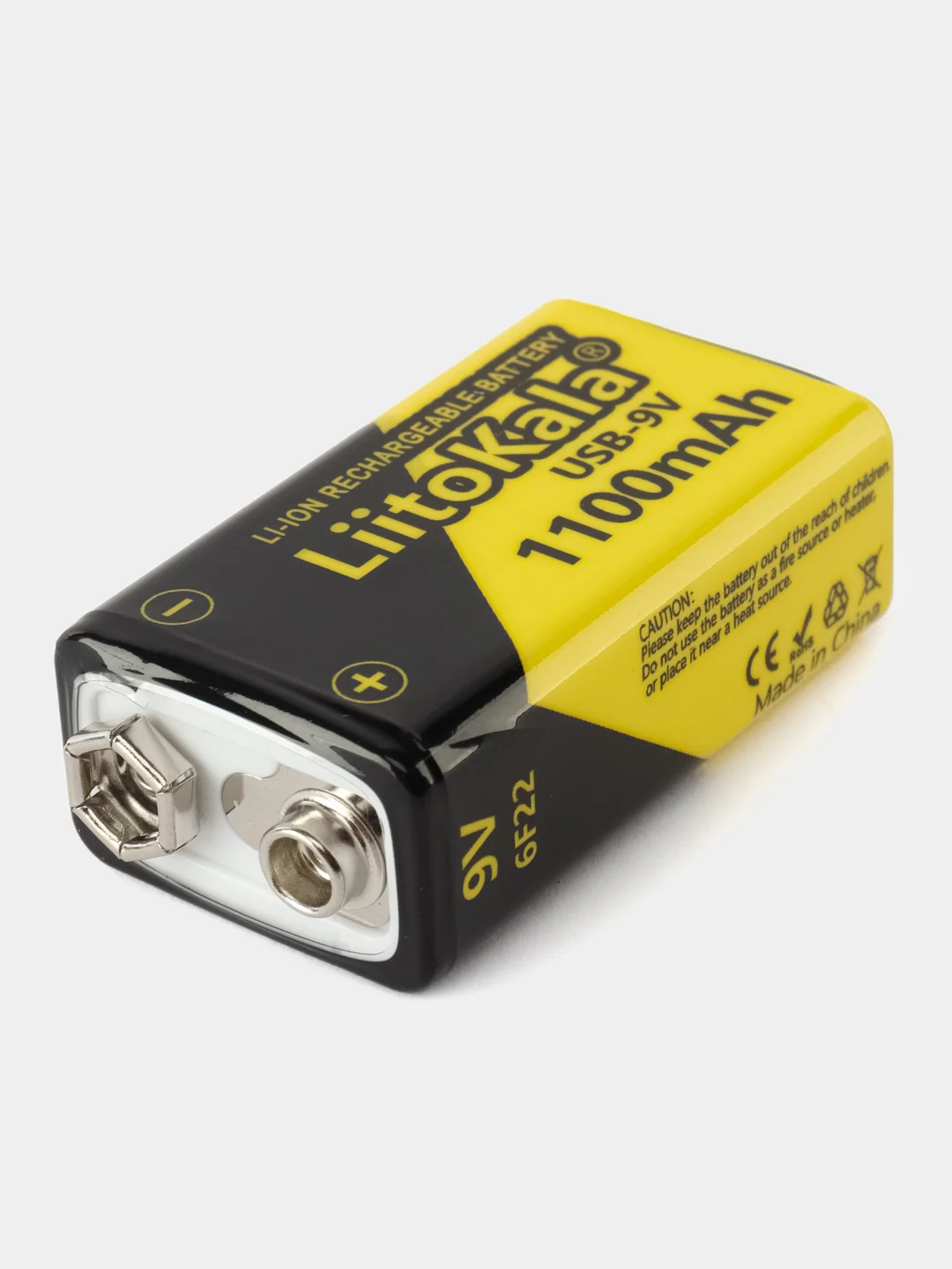 Аккумулятор Li-ion крона, зарядка от Type-C кабеля, Liitokala USB-9V 1100mAh 6F22