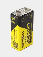 Аккумулятор Li-ion крона, зарядка от Type-C кабеля, Liitokala USB-9V 1100mAh 6F22