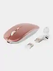 Белый мышь беспроводная с Bluetooth и USB-адаптер, бесшумная с USB зарядкой, 2.4GHz для ноутбука