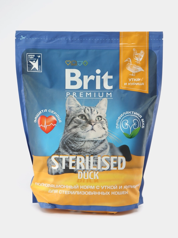 BRIT PREMIUM, Сухой корм с уткой и курицей для стерил. кошек "Cat Duck&Chicken", 2 кг