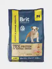 BRIT PREMIUM, Сухой корм с курицей для щенков "Dog Puppy and Junior Medium", 3 кг