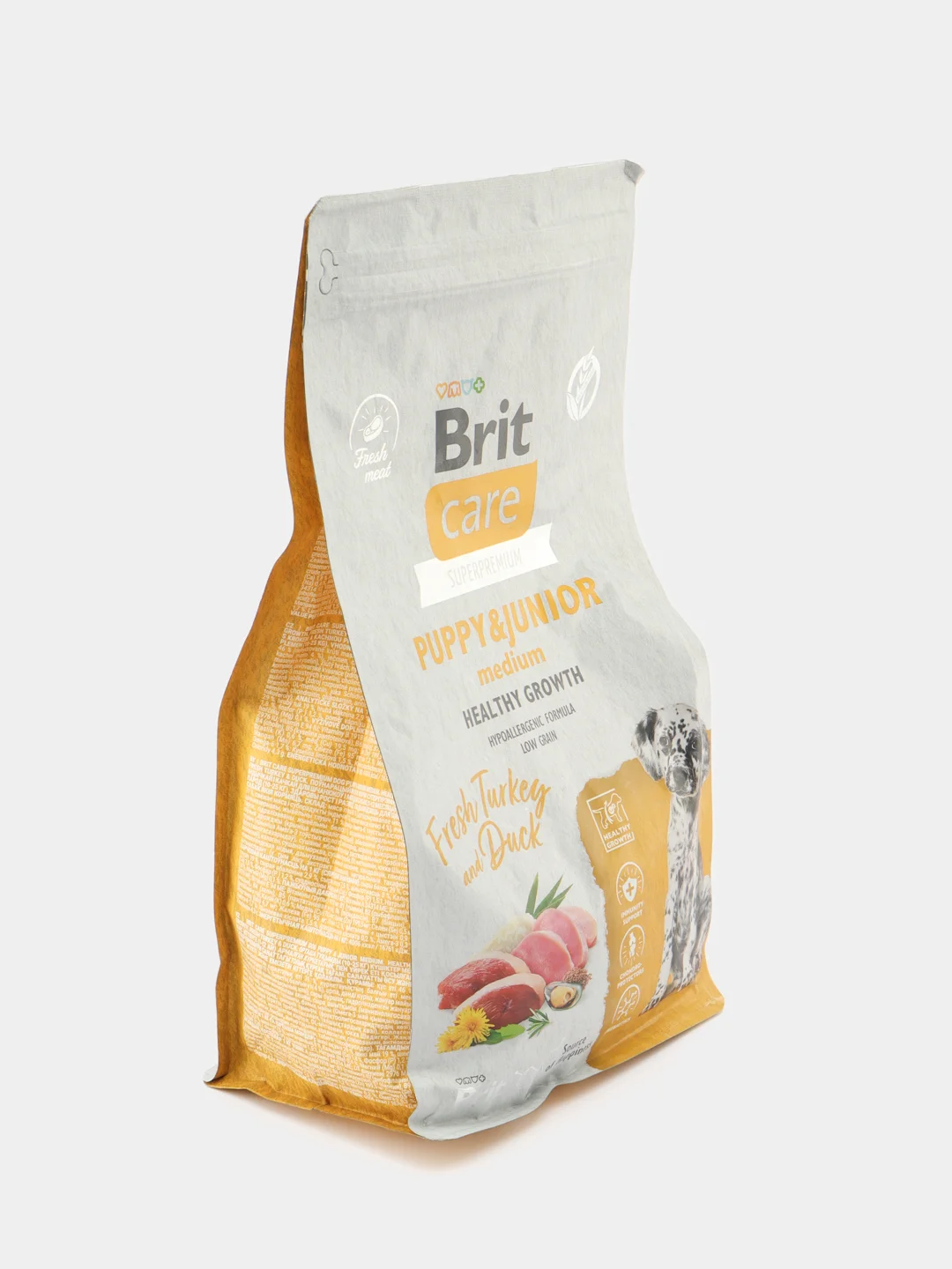 BRIT CARE, Сухой корм с инд и уткой д/щенк. "Dog Puppy&Junior M Healthy Growth", 1.5 кг