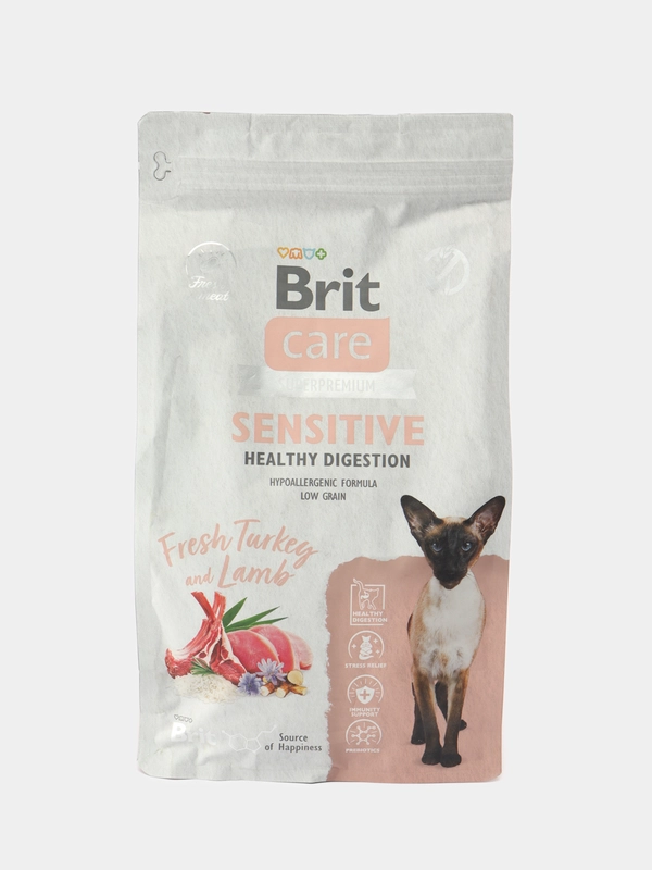 BRIT CARE, Сухой корм с инд. и ягнёнком д/взр.кош "Cat Sensitive Healthy Digestion", 1.5кг