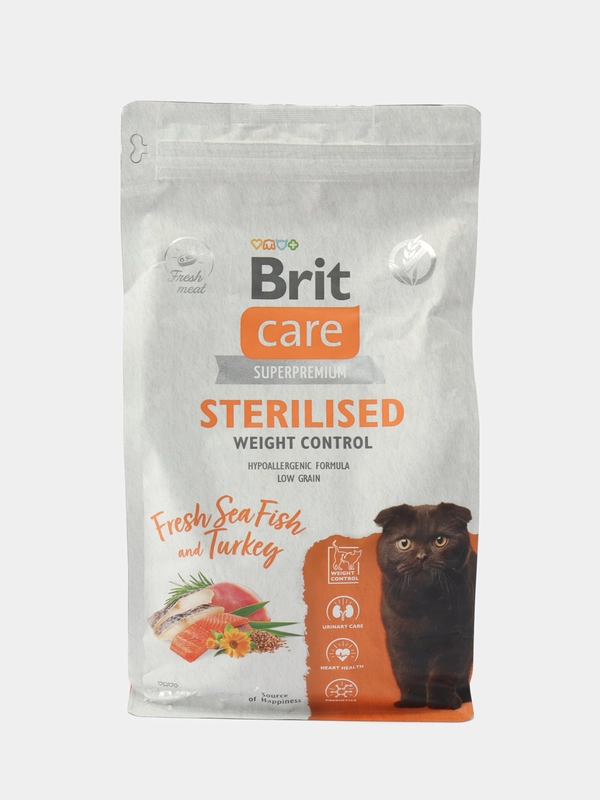 BRITCARE,Сухой корм с морск.рыбой и инд. д/стер.кош "Cat Sterilised Weight Control", 1.5 кг