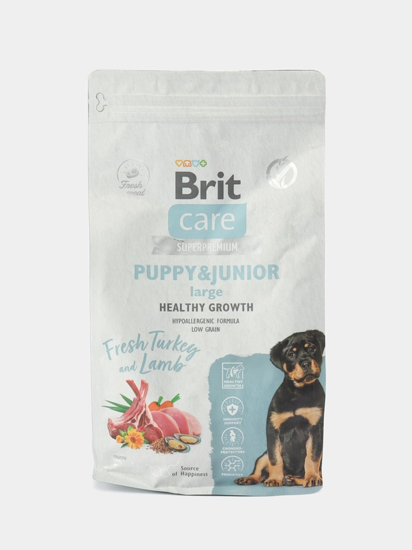BRIT CARE, Сухой корм с инд и ягн д/щенк.кр.пор."Dog Puppy&Junior L Healthy Growth" 1.5 кг