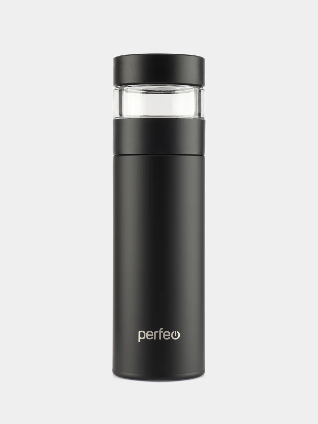 Черный термос для напитков PERFEO, с фильтром для чая, 0,4 л. (PFE1369/PFE1370)