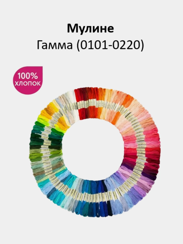 Мулине №0101-0220 нитки для вышивания Гамма Gamma, 100% хлопок