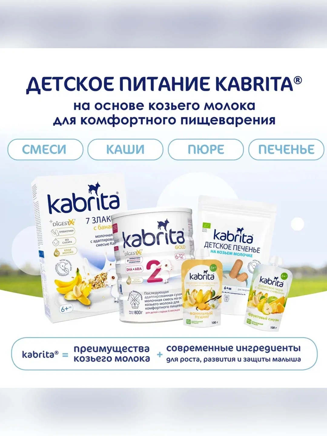 Kabrita® Фруктовое пюре с козьими сливками "Фруктовый Смузи", 100 г