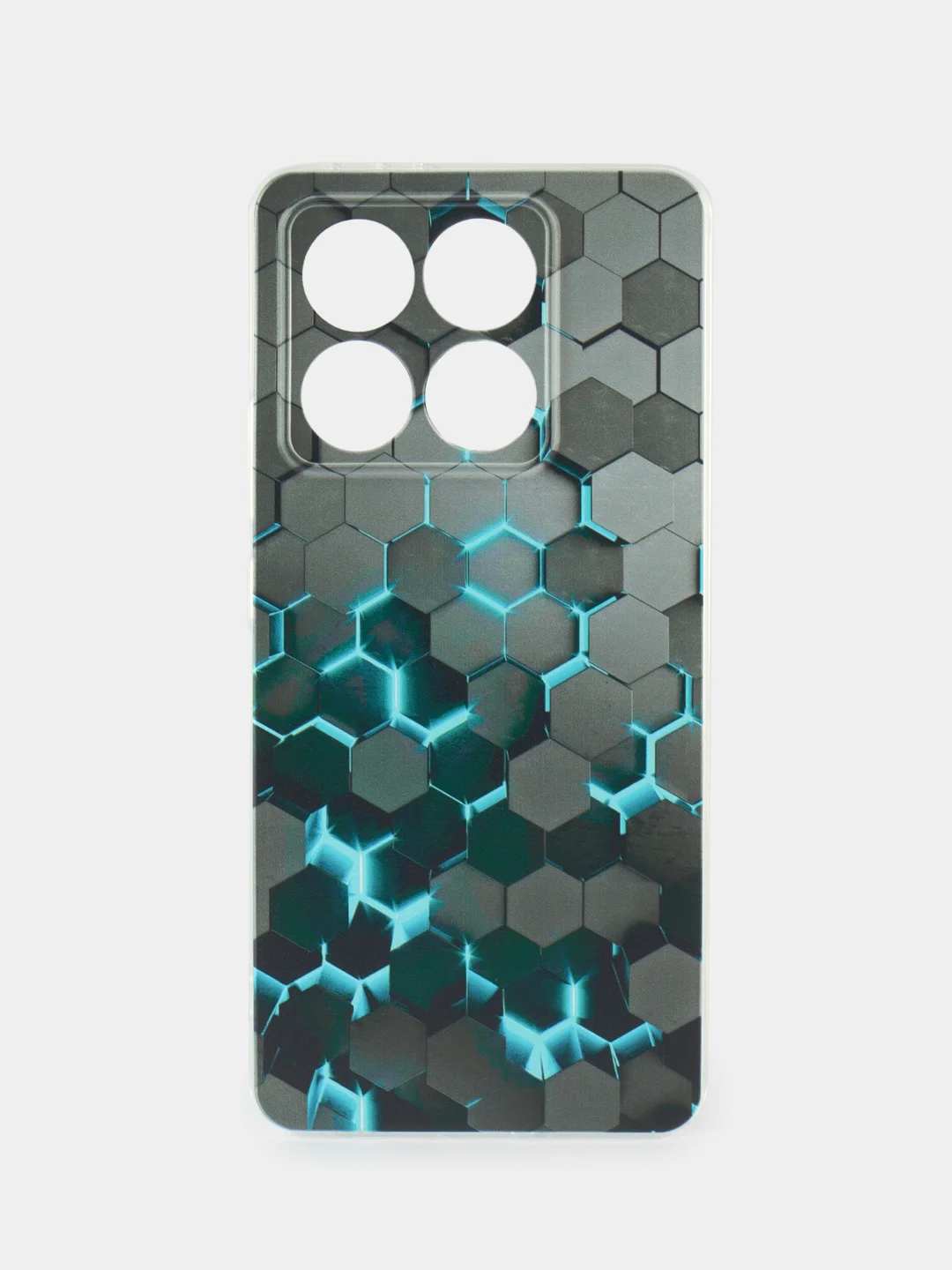 Бирюзовый силиконовый чехол на Xiaomi 14T / Сяоми 14T прозрачный, с принтом, защита камеры