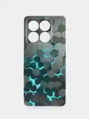 Бирюзовый силиконовый чехол на Xiaomi 14T / Сяоми 14T прозрачный, с принтом, защита камеры