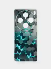 Бирюзовый силиконовый чехол на Vivo X100 Pro / Виво X100 Про прозрачный, с принтом, защита камеры