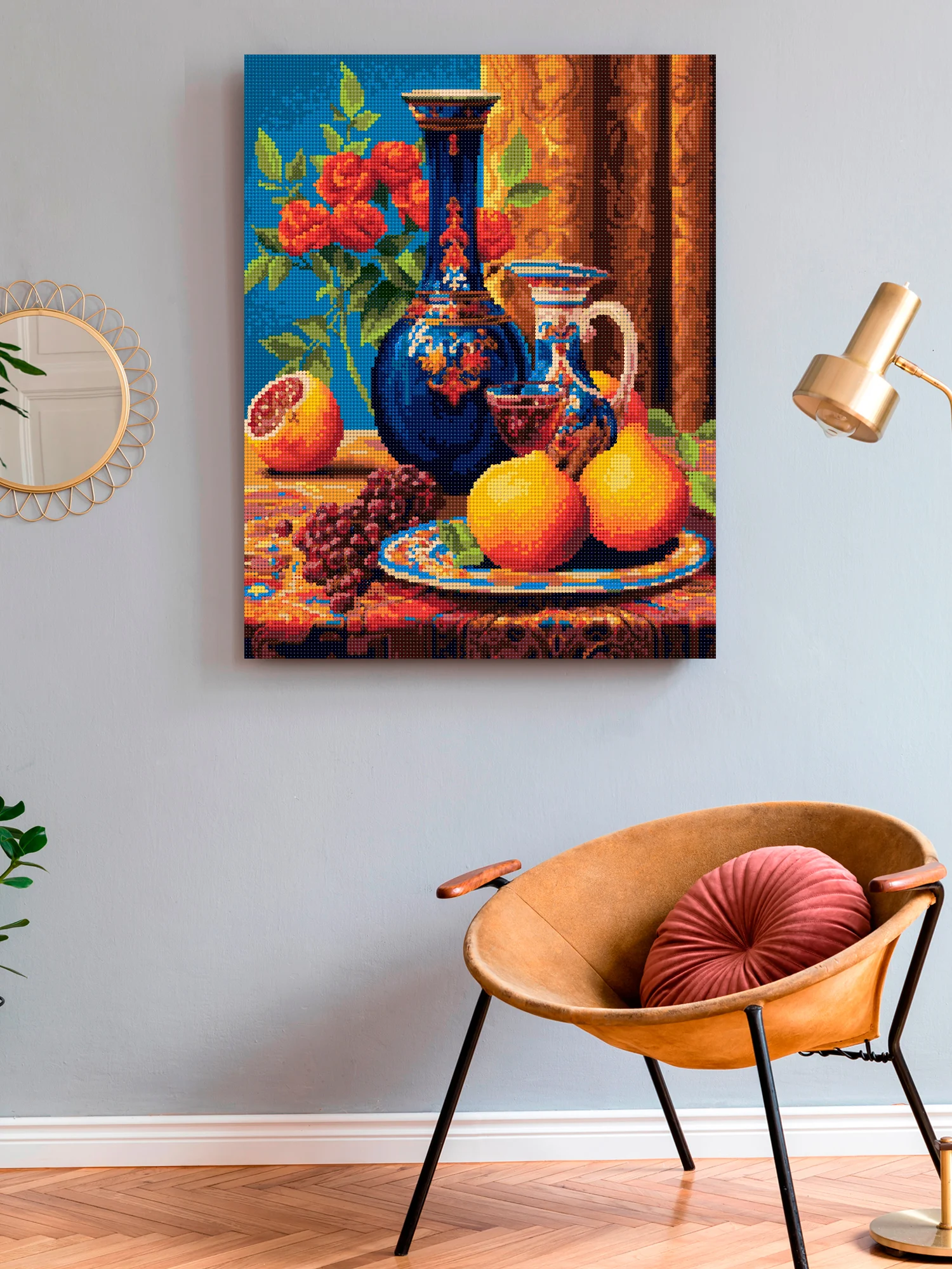 "Вино и фрукты" алмазная мозаика на подрамнике, 40 х 50, "Art on Canvas"