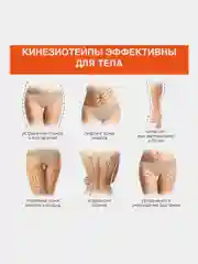 Кинезио тейп кинезиотейп бинт/ пластырь спортивный косметический для лица тела, 680006
