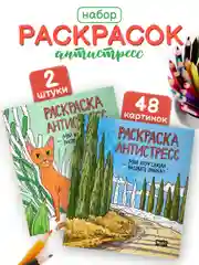 Набор детских раскрасок антистресс Prof-Press My Art, 691085, 200х230 мм, 2 шт, 48 страниц