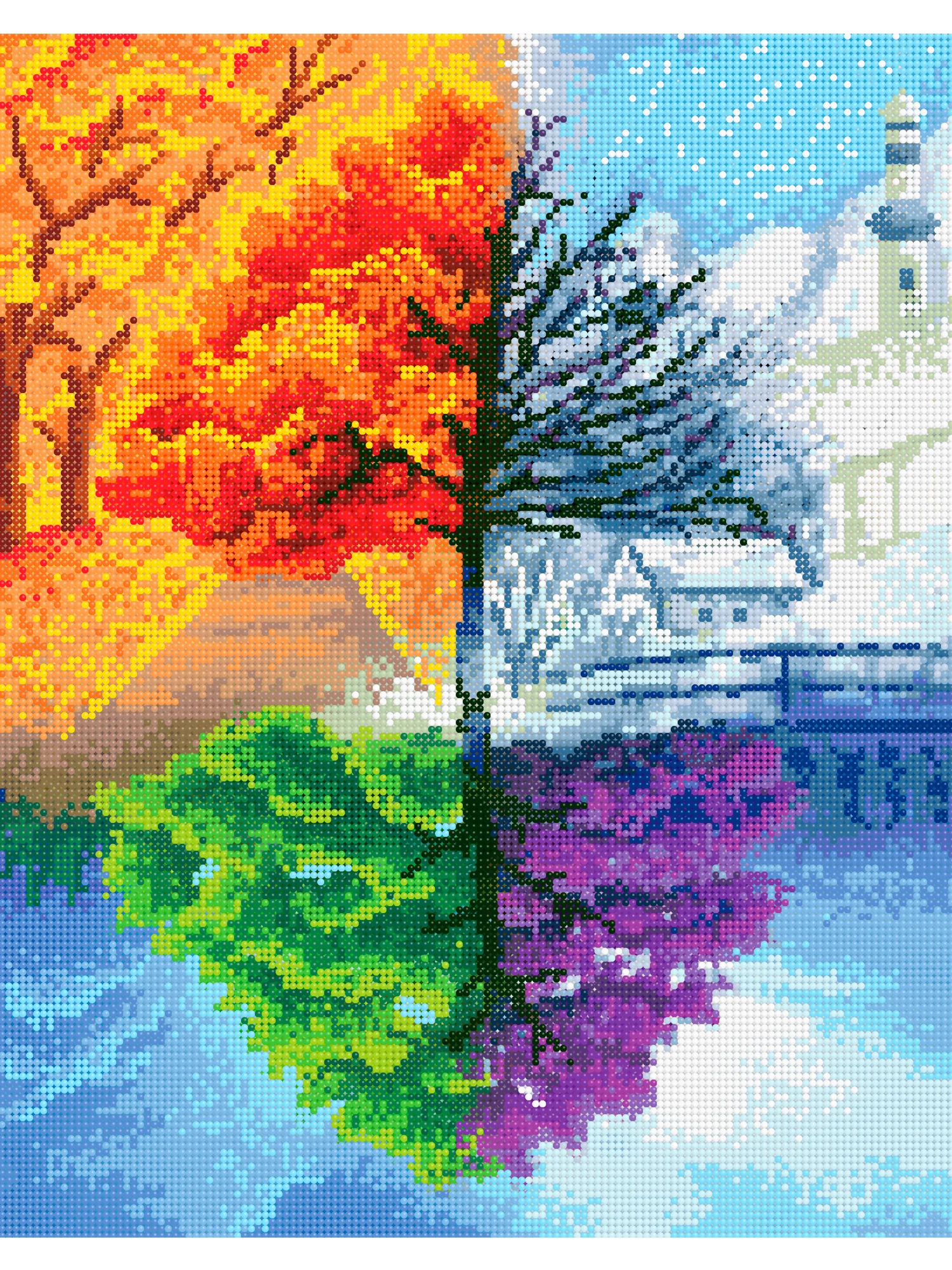 "Времена года. Природа" алмазная мозаика на подрамнике, 40 х 50, "Art on Canvas"