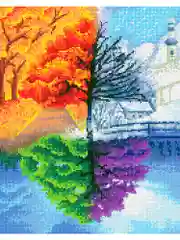 "Времена года. Природа" алмазная мозаика на подрамнике, 40 х 50, "Art on Canvas"
