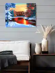 Речка на закате Зима Алмазная мозаика на подрамнике 40х50 "Art on Canvas"
