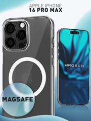 Чехол MagSafe для iPhone 16 Pro Max, пластиковый с силиконом ROSCO защитой камер, магнитом
