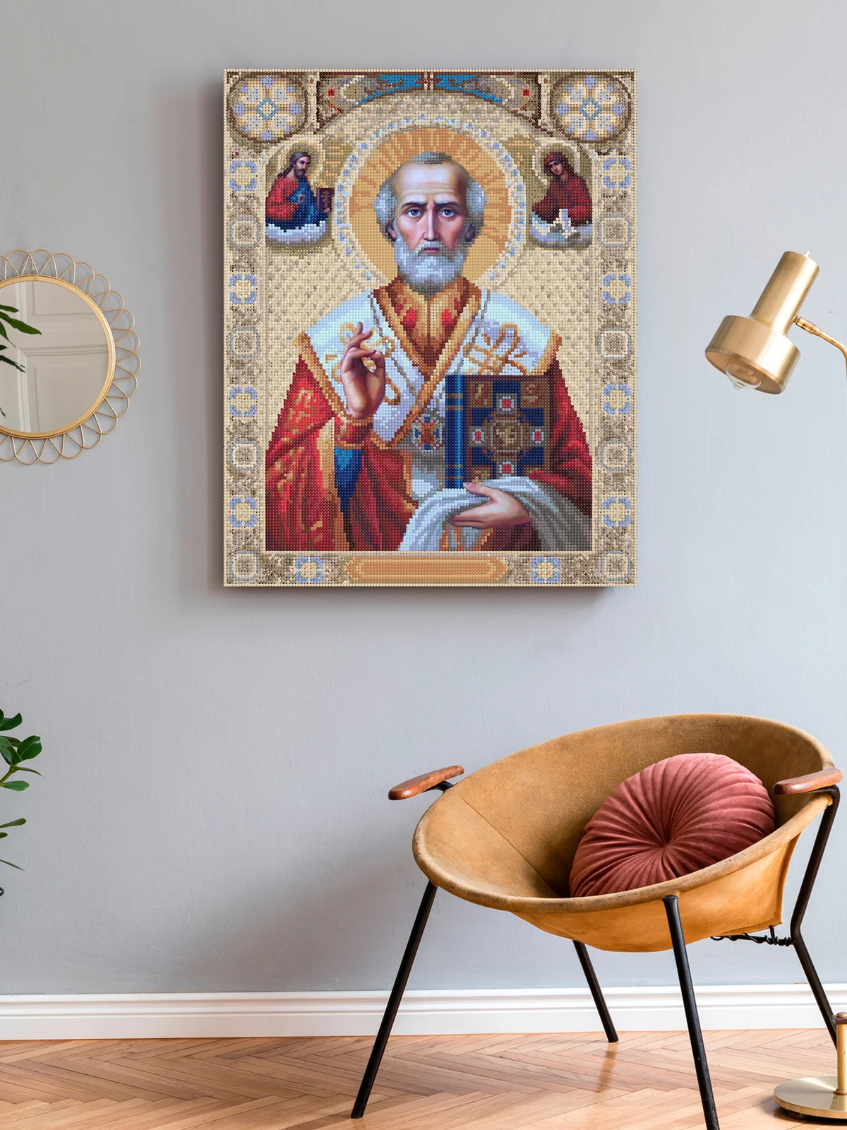"Николай Чудотворец. Икона" алмазная мозаика на подрамнике, 40 х 50, "Art on Canvas"