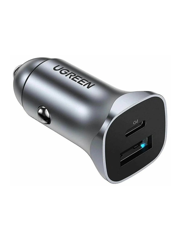 Автомобильное зарядное устройство Ugreen CD130 (30780) USB-C PD+USB-A QC 24W Space Gray