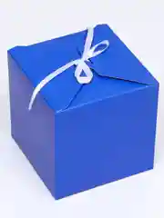 Синий коробка подарочная квадратная, самосборная, 12 х 12 х 12 см