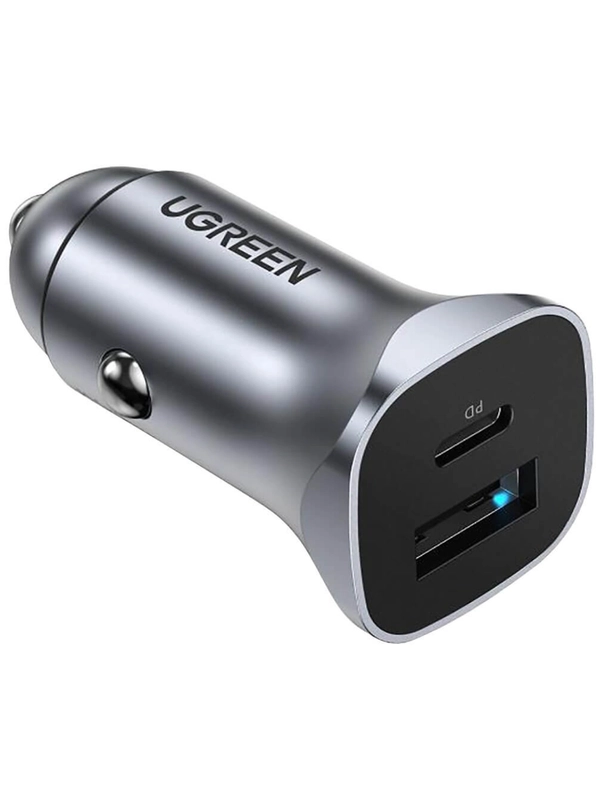 Автомобильное зарядное устройство Ugreen CD130 (40858) USB-C PD+USB-A QC 30W Gray
