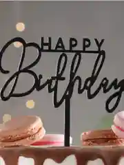Топпер "Happy Birthday", черный глянец, акрил