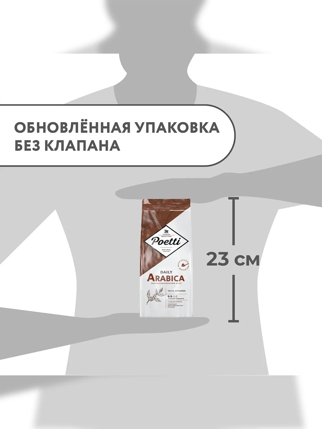 Кофе молотый Poetti Daily Arabica для чашки натуральный жареный, 250 г