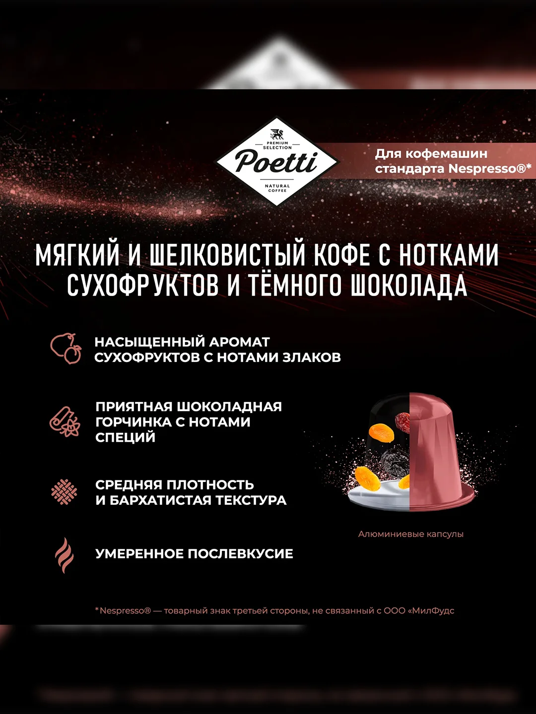 Кофе в капсулах Poetti Soul of Istanbul, натуральный, жареный, молотый, 10 капсул