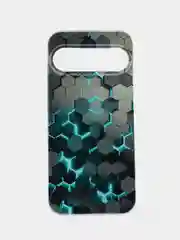 Бирюзовый силиконовый чехол на Google Pixel 9 / Гугл Пиксель 9 прозрачный, с рисунком, защита камеры