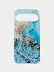 Голубой силиконовый чехол на Google Pixel 9 / Гугл Пиксель 9 прозрачный, с рисунком, защита камеры