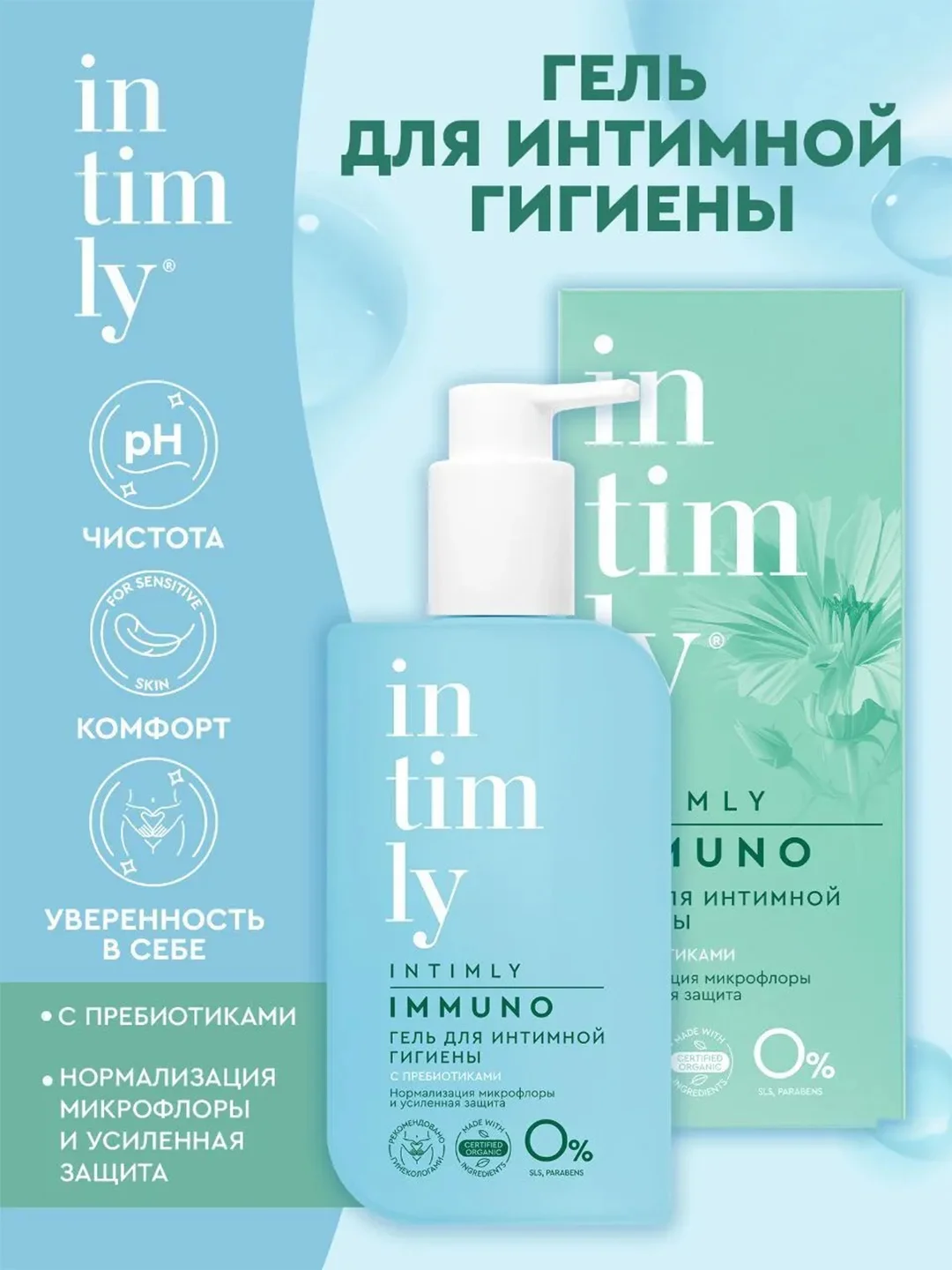 Гель для интимной гигиены INTIMLY Hyaluron, c гиалуроновой кислотой, 220 мл