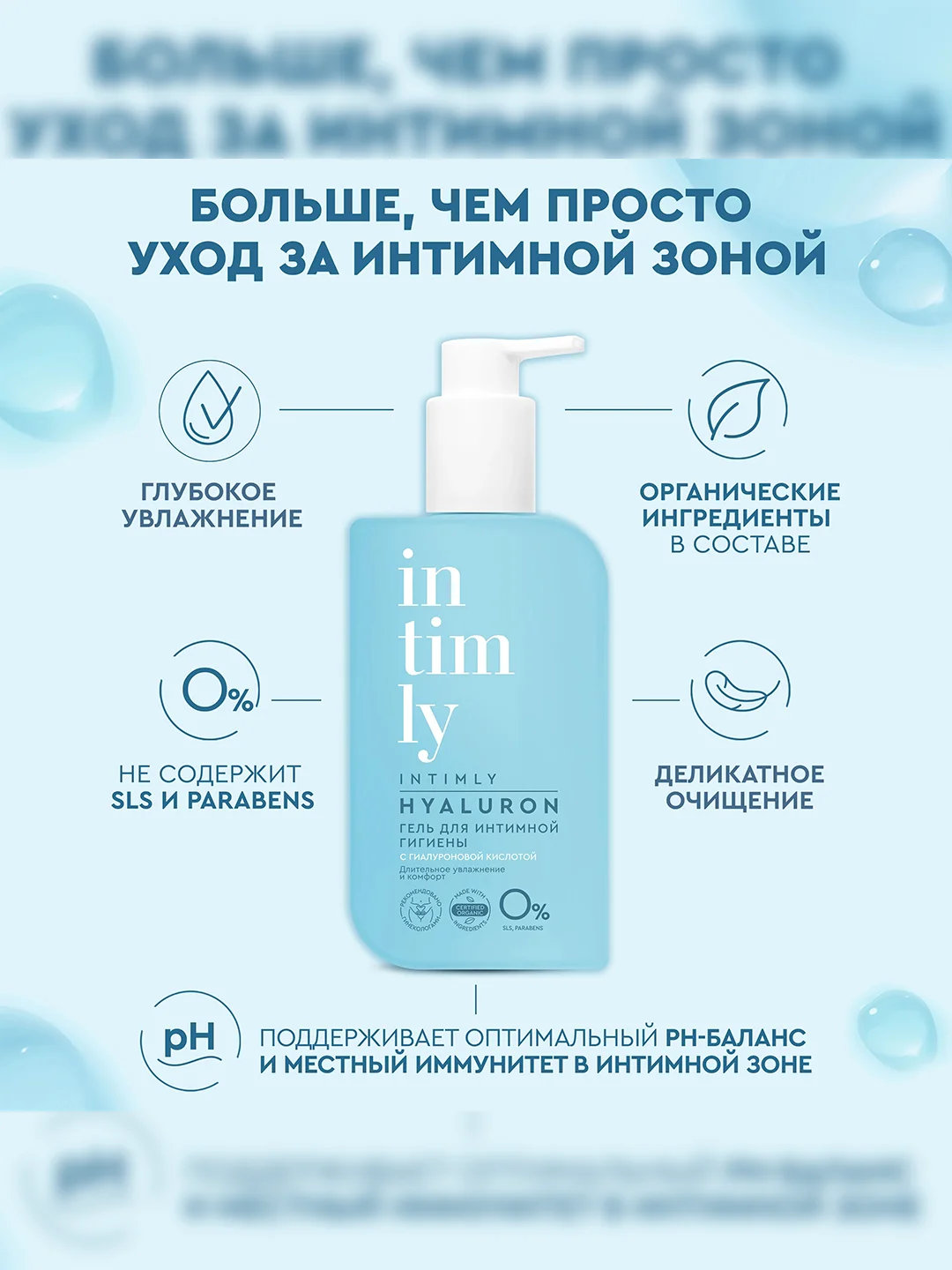 Гель для интимной гигиены INTIMLY Hyaluron, c гиалуроновой кислотой, 220 мл