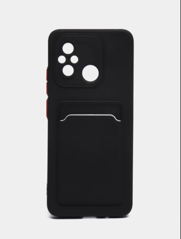 Чехол для Xiaomi Redmi 12C (Сяоми Редми 12С) с карманом для карт, черный