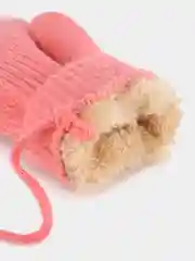 Коралловый детские варежки на веревке с мехом 2-4 года